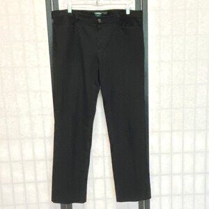 Ralph Lauren Green Tag Hi-Rise Straight Leg Stretch Adelle Pants 14 Black